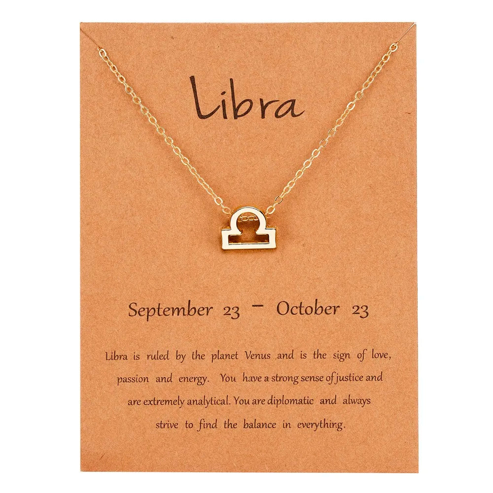 Zodiac Sign Constellation Pendant Choker Charm Necklace