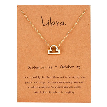 Zodiac Sign Constellation Pendant Choker Charm Necklace