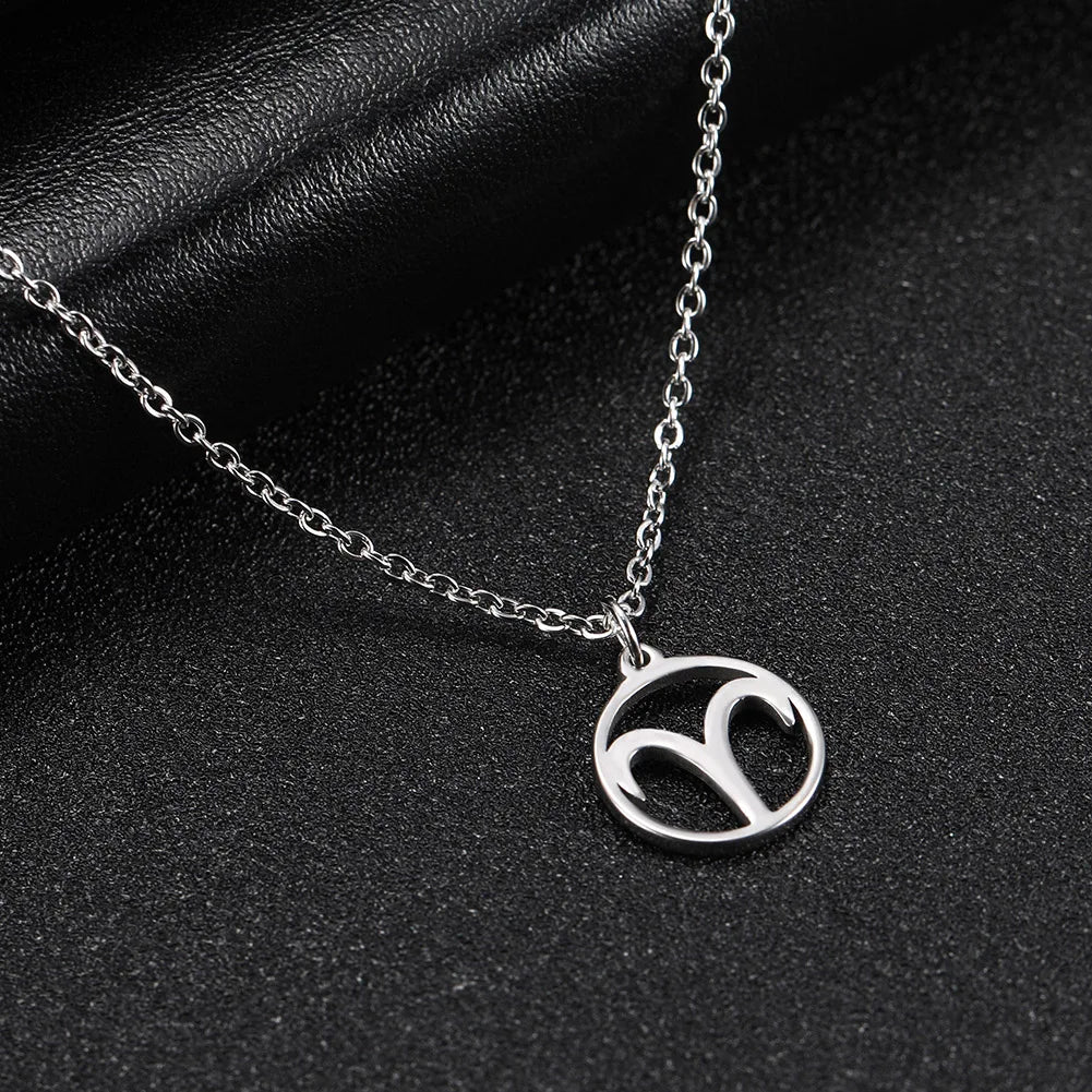 Zodiac Pendant Stainless Steel Necklace