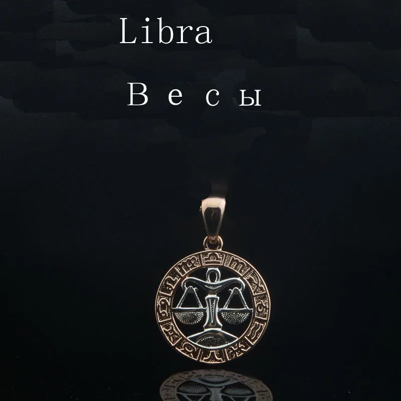 Constellation 585 Rose White Gold Color Zodiac Pendant