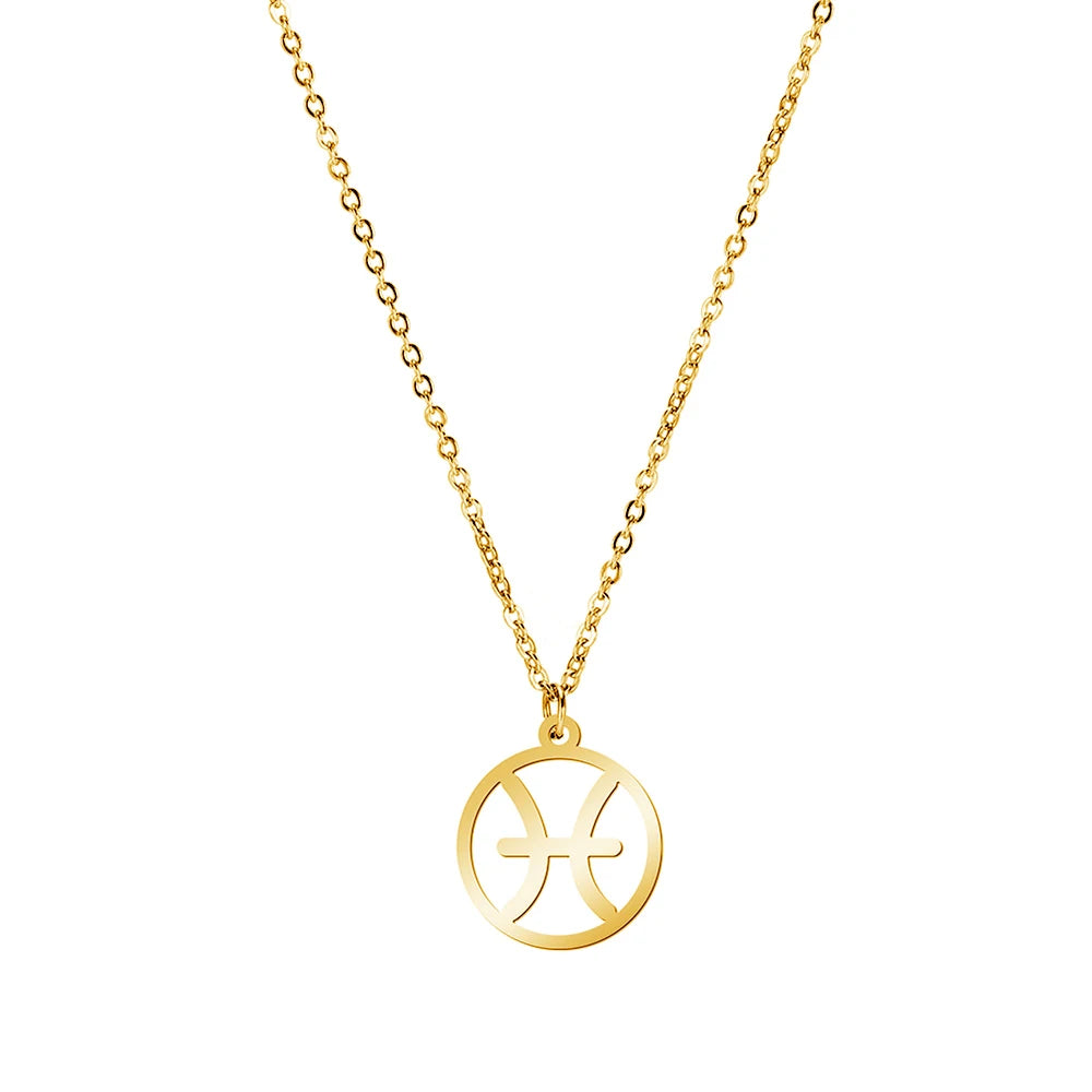 Zodiac Pendant Stainless Steel Necklace