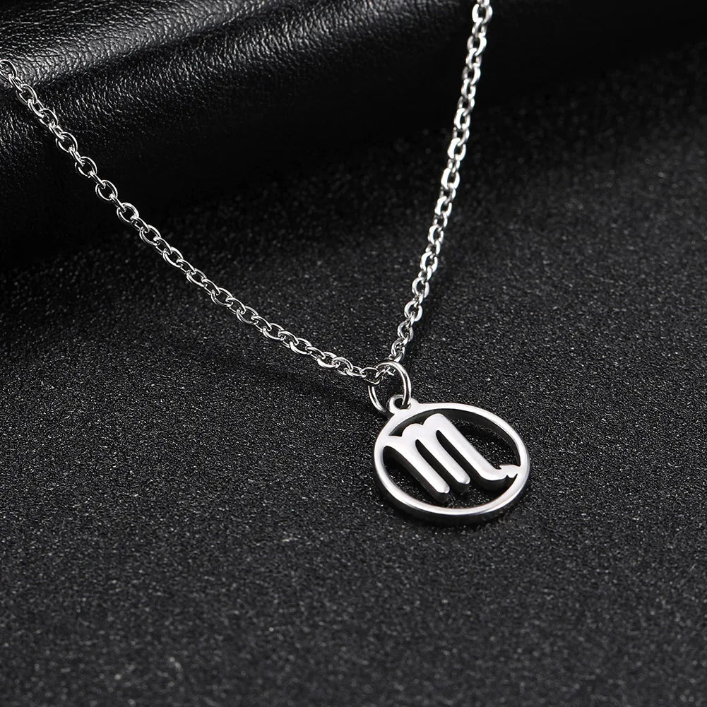 Zodiac Pendant Stainless Steel Necklace