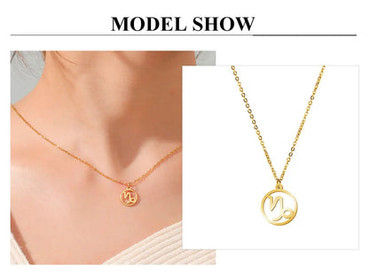 Zodiac Pendant Stainless Steel Necklace