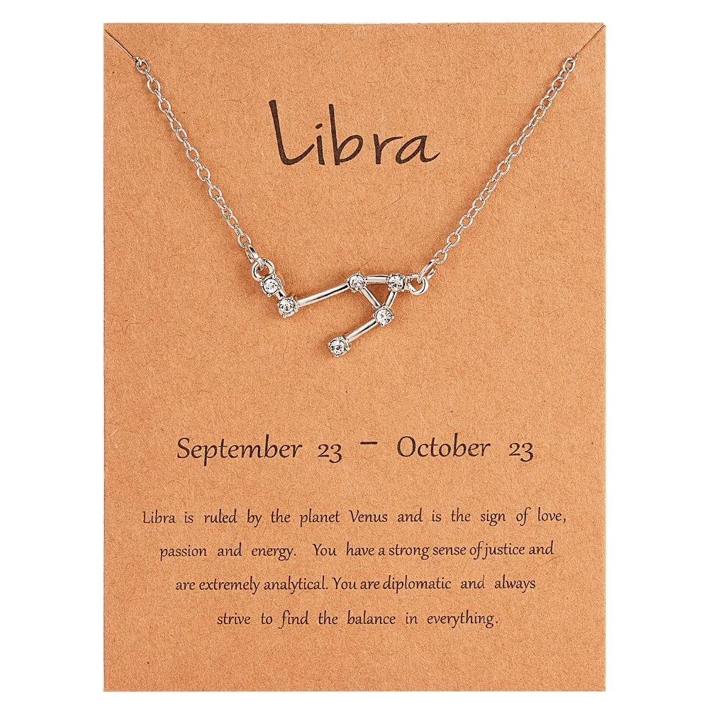 Zodiac Sign Constellation Pendant Choker Charm Necklace