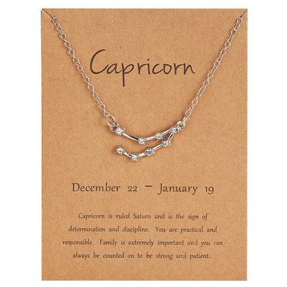 Zodiac Sign Constellation Pendant Choker Charm Necklace