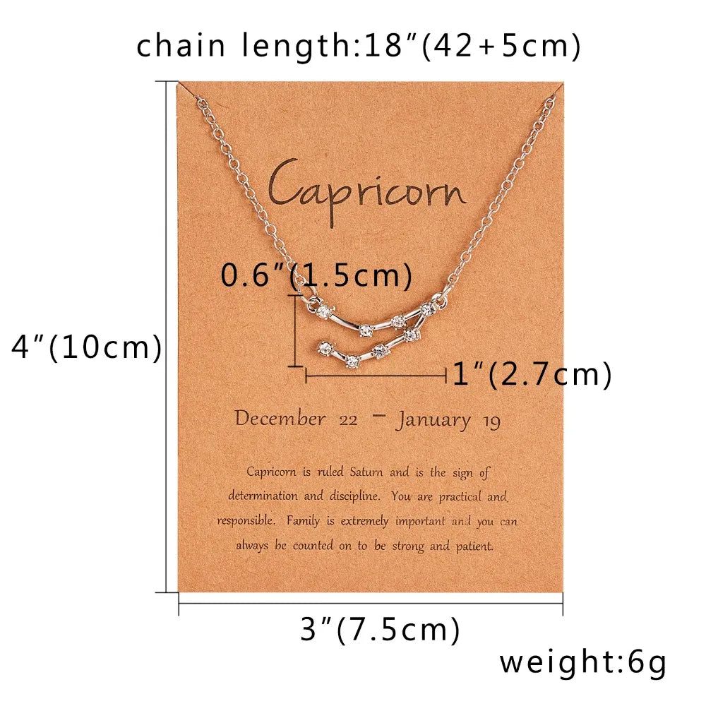 Zodiac Sign Constellation Pendant Choker Charm Necklace