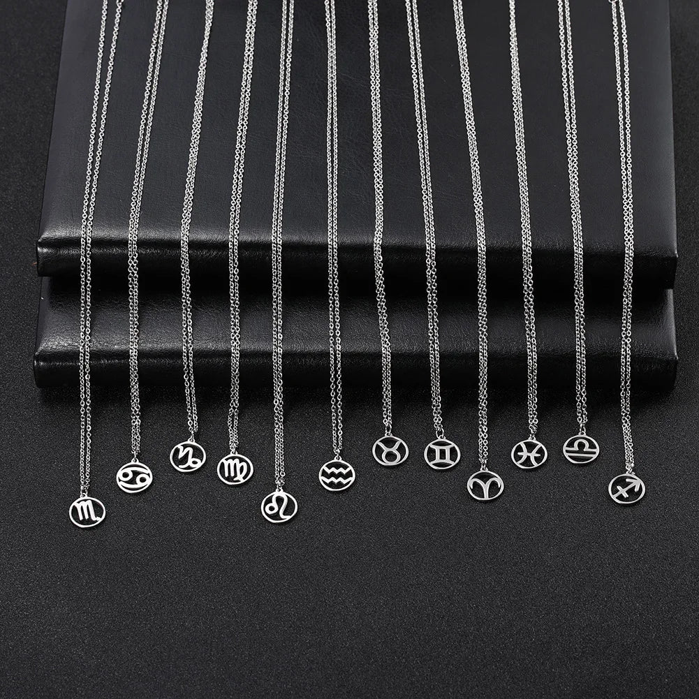 Zodiac Pendant Stainless Steel Necklace