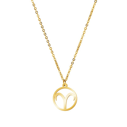 Zodiac Pendant Stainless Steel Necklace