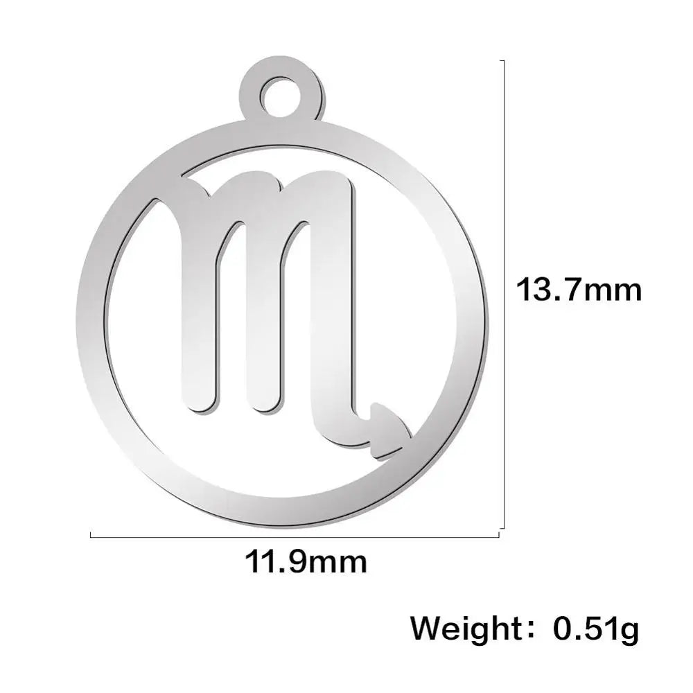 Zodiac Sign Stainless Steel Charm Pendant