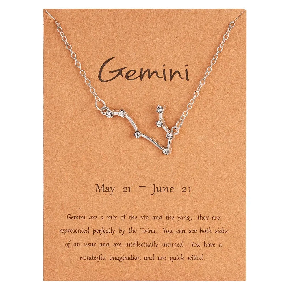 Zodiac Sign Constellation Pendant Choker Charm Necklace