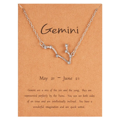 Zodiac Sign Constellation Pendant Choker Charm Necklace