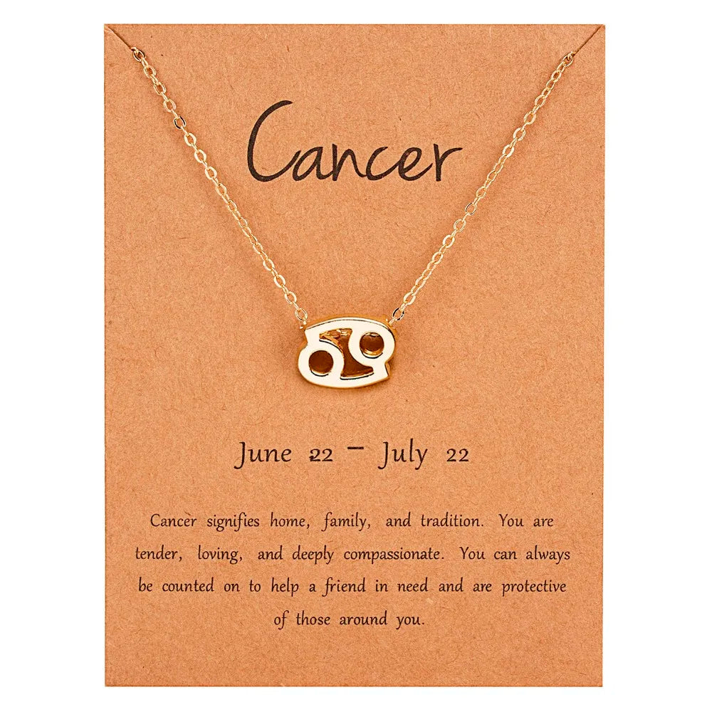 Zodiac Sign Constellation Pendant Choker Charm Necklace