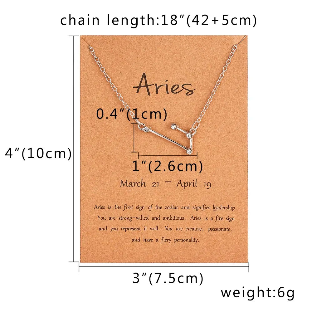 Zodiac Sign Constellation Pendant Choker Charm Necklace