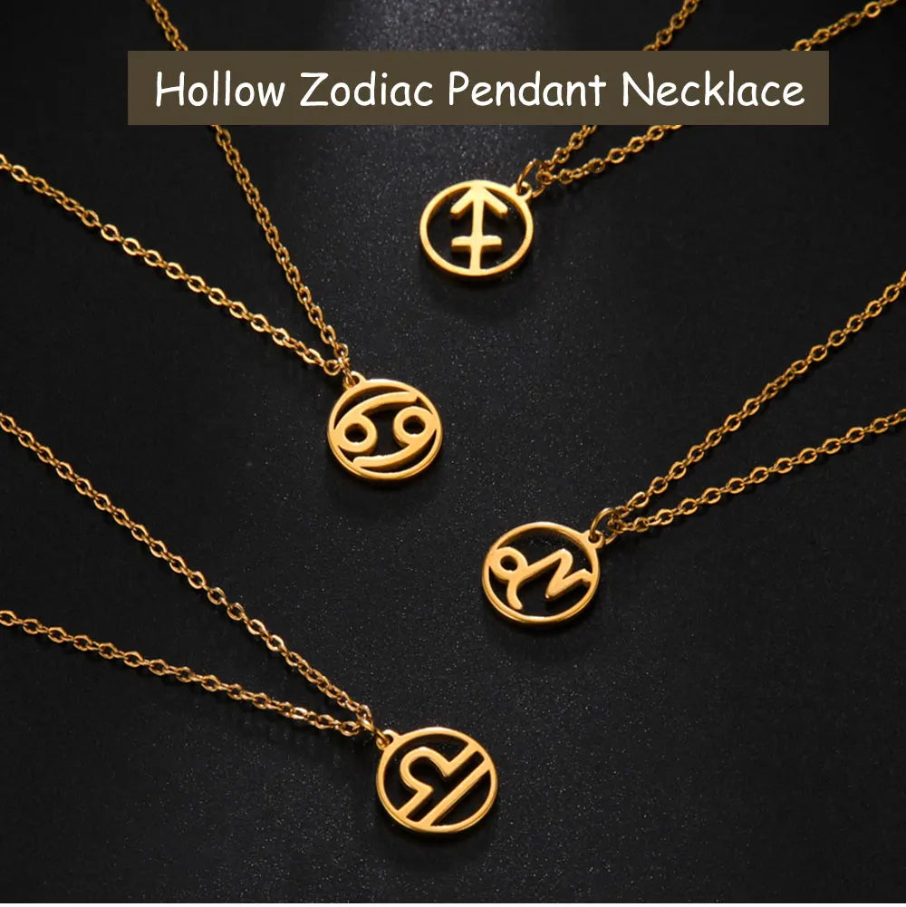 Zodiac Pendant Stainless Steel Necklace