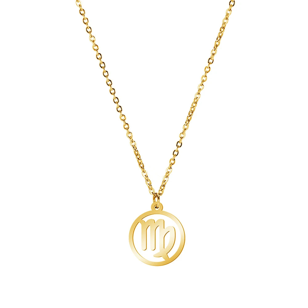 Zodiac Pendant Stainless Steel Necklace