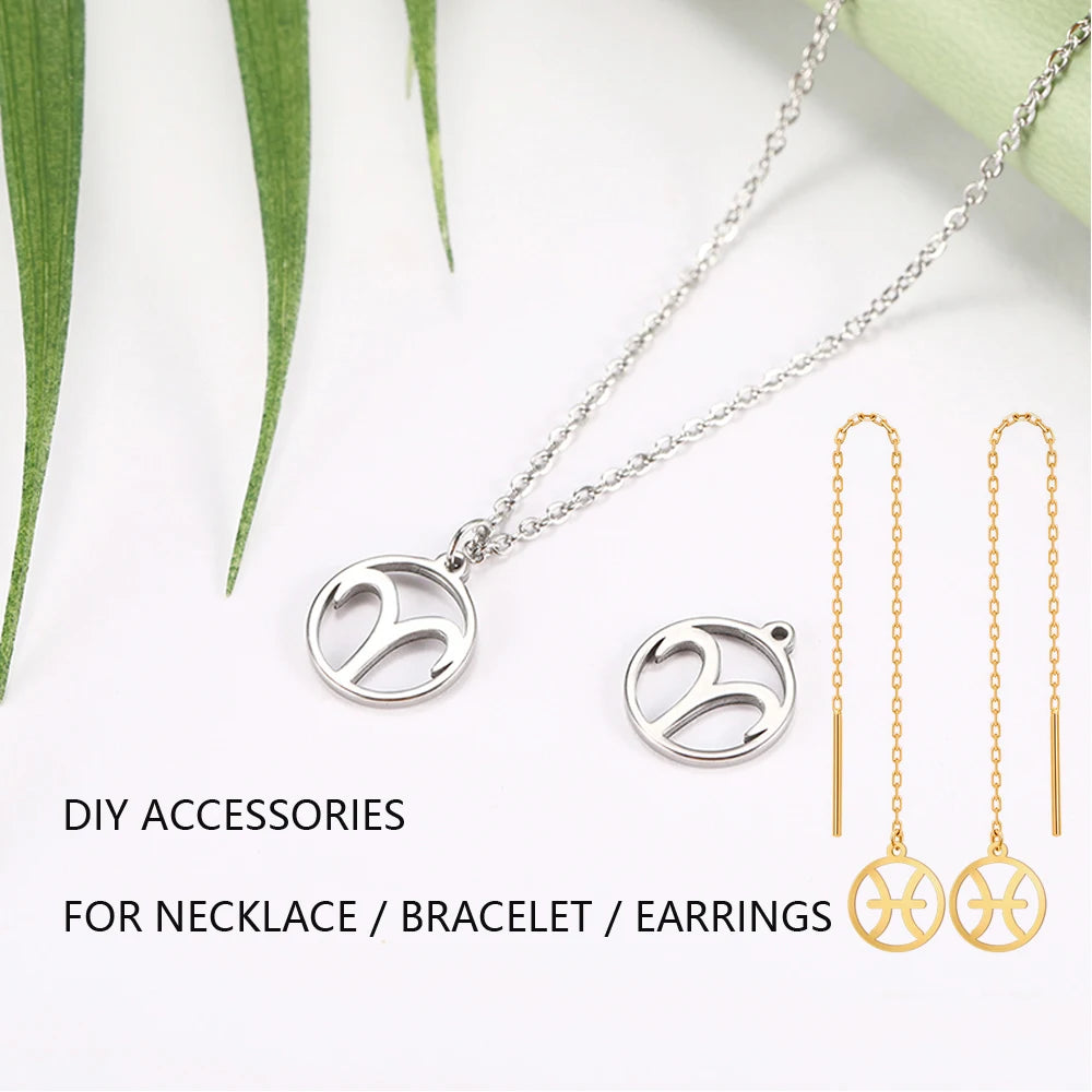 Zodiac Sign Stainless Steel Charm Pendant