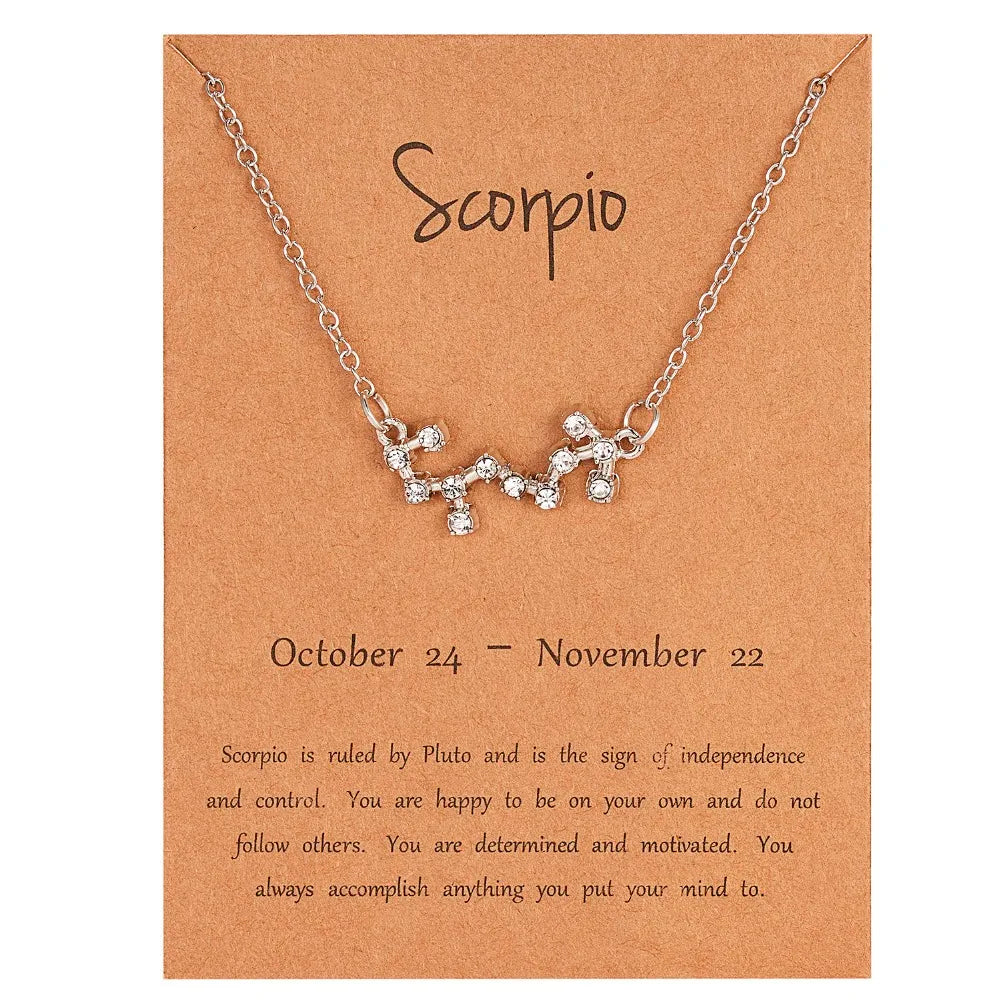 Zodiac Sign Constellation Pendant Choker Charm Necklace