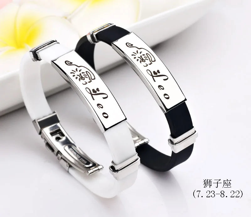 Constellations Sign Rubber Personalized Zodiac Sign Cuff Bracelets