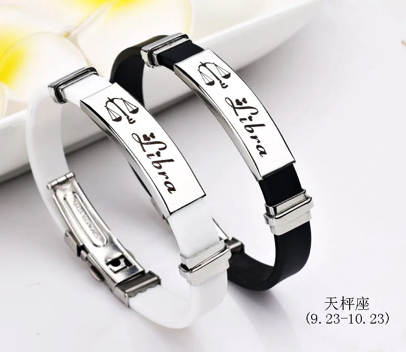 Constellations Sign Rubber Personalized Zodiac Sign Cuff Bracelets