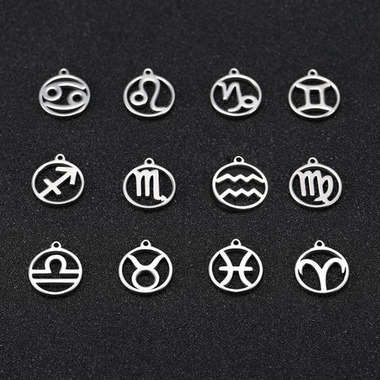 Zodiac Sign Stainless Steel Charm Pendant