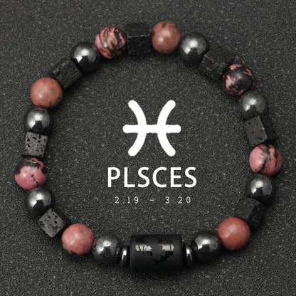 Natural Stone Zodiac Sign Bracelet
