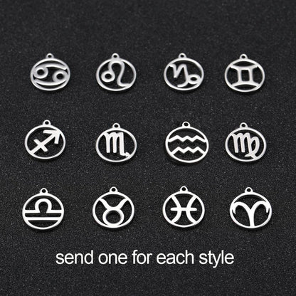 Zodiac Sign Stainless Steel Charm Pendant