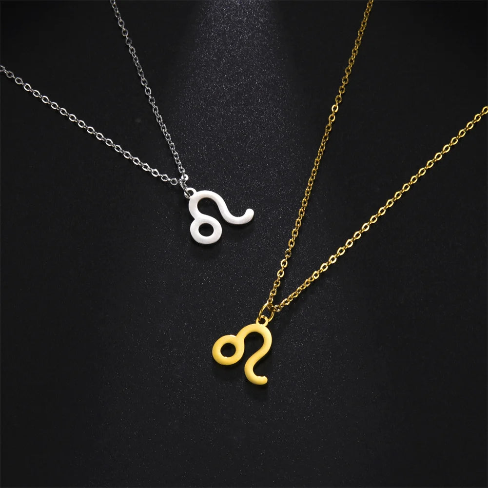 Zodiac Sign Stainless Steel or Gold Plated Pendant Necklace