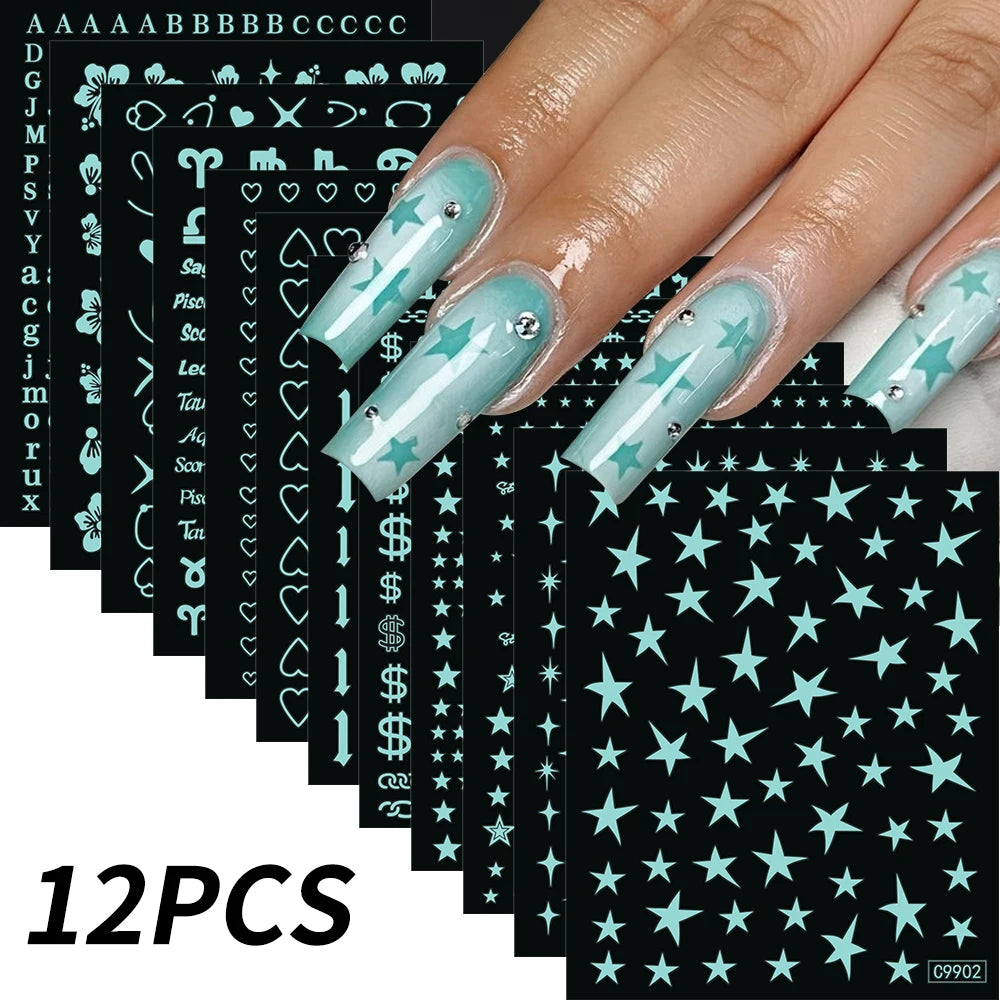 Zodiac Constellation 3D Bronzing Nail Stickers