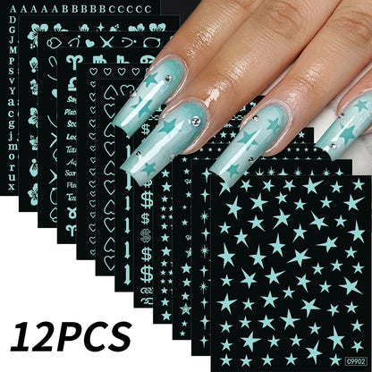 Zodiac Constellation 3D Bronzing Nail Stickers