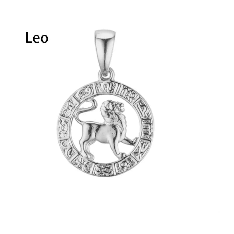 Constellation 585 Rose White Gold Color Zodiac Pendant