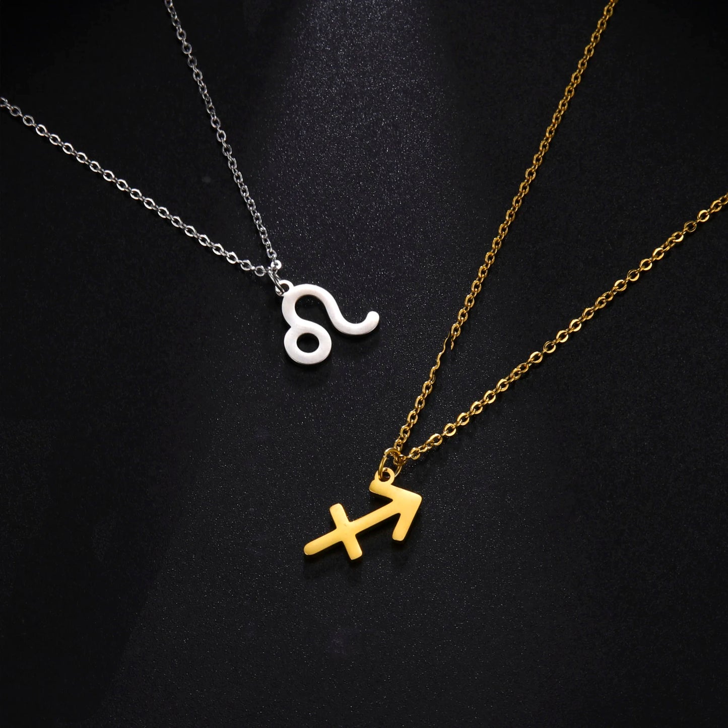 Zodiac Sign Stainless Steel or Gold Plated Pendant Necklace