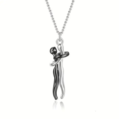 Black Hug Couple Necklace