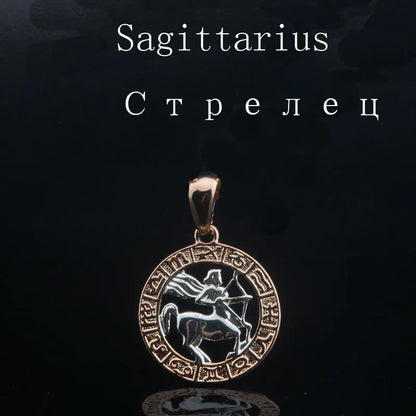 Constellation 585 Rose White Gold Color Zodiac Pendant