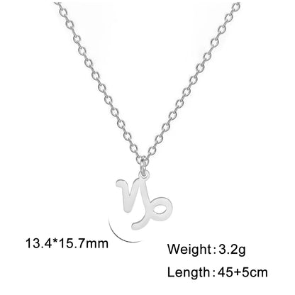 Zodiac Sign Stainless Steel or Gold Plated Pendant Necklace