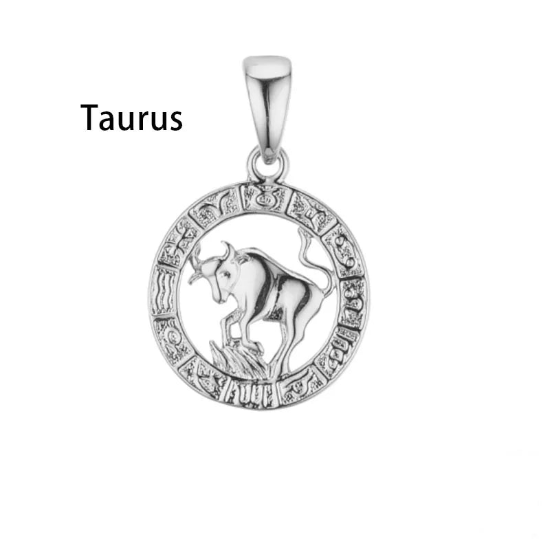Constellation 585 Rose White Gold Color Zodiac Pendant