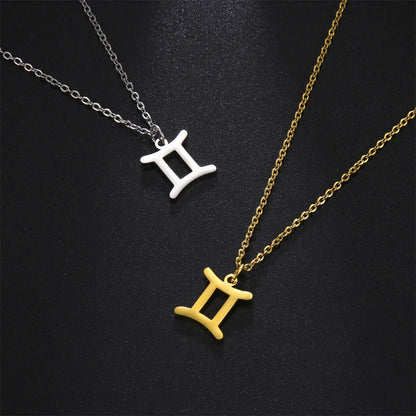 Zodiac Sign Stainless Steel or Gold Plated Pendant Necklace