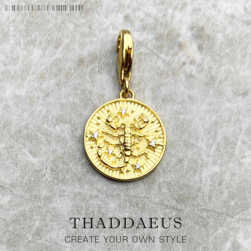 925 Sterling Silver Zodiac Sign Vintage Charm Pendant