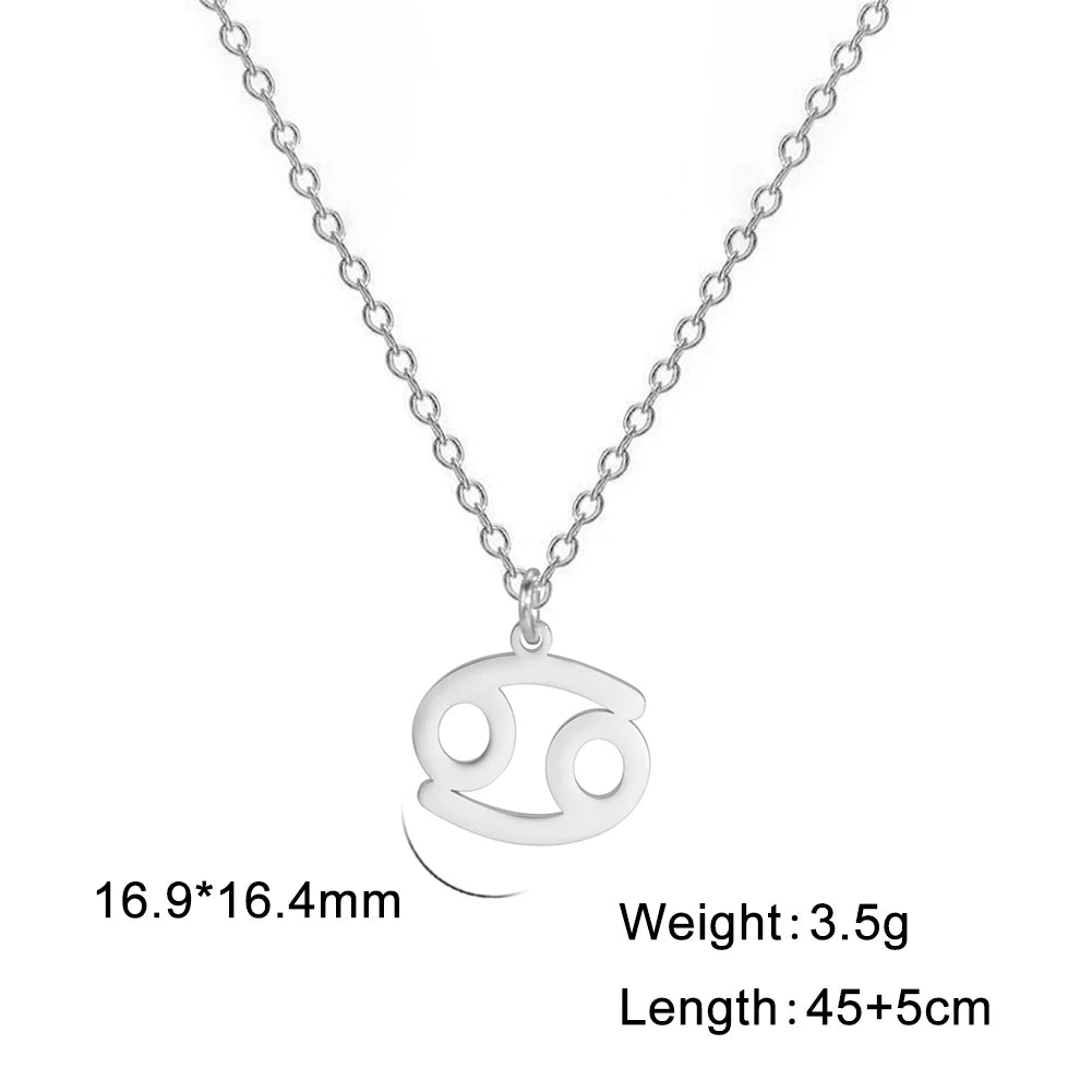 Zodiac Sign Stainless Steel or Gold Plated Pendant Necklace