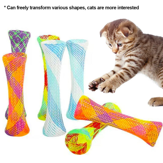 10Pcs Colorful Cat Spring Toys – Bouncing & Interactive Coil Tubes for Pets