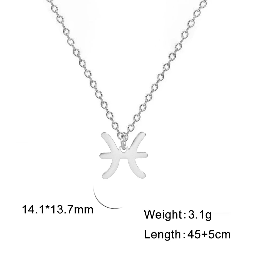 Zodiac Sign Stainless Steel or Gold Plated Pendant Necklace