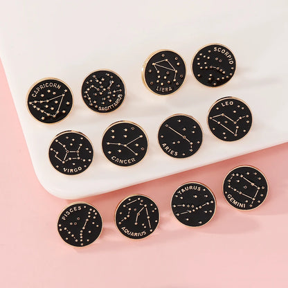 The Zodiac Collection Enamel Pins Constellation Round Brooch