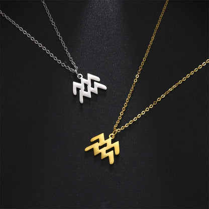 Zodiac Sign Stainless Steel or Gold Plated Pendant Necklace