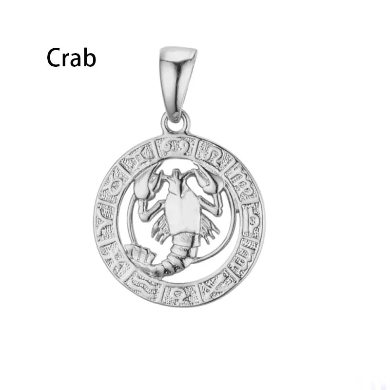 Constellation 585 Rose White Gold Color Zodiac Pendant