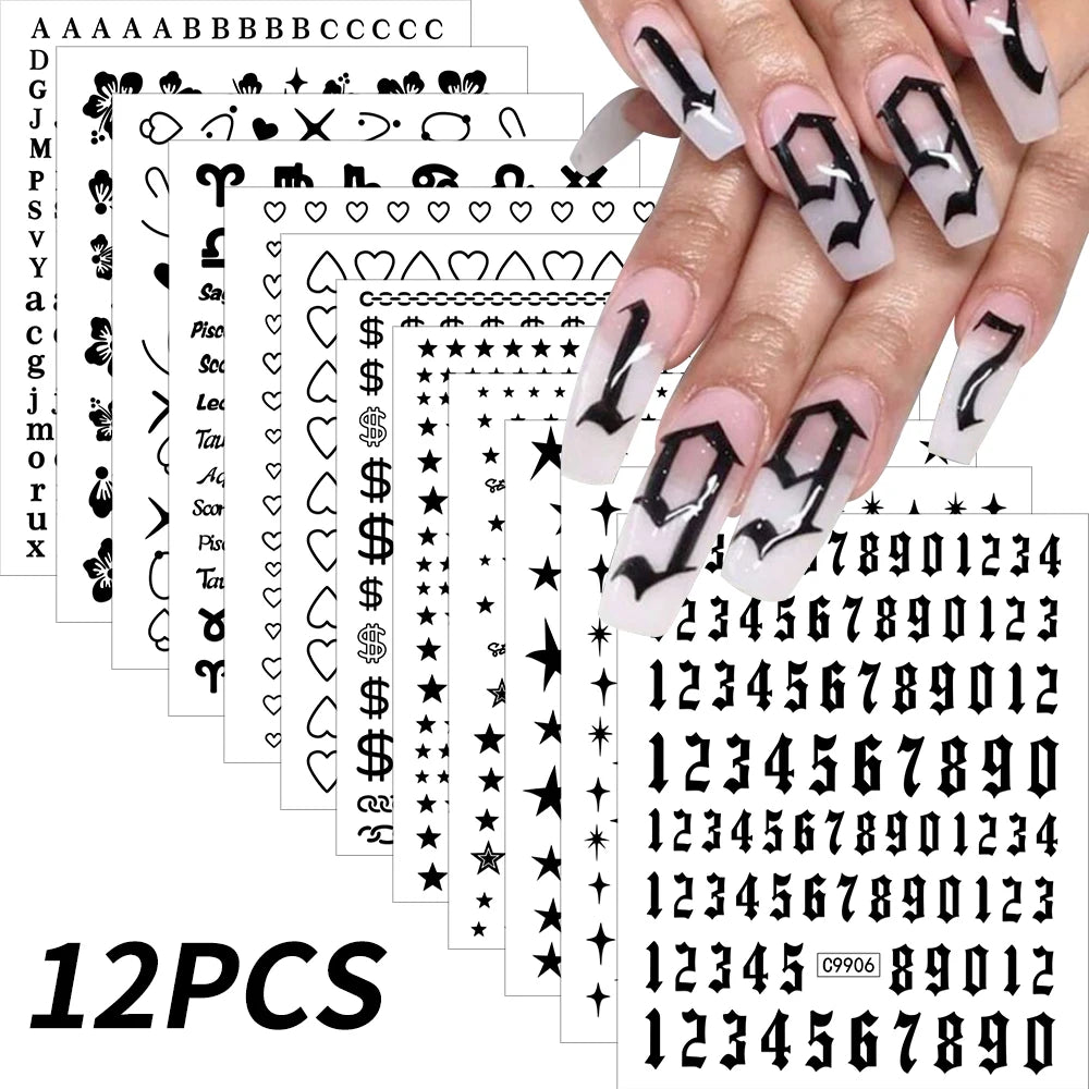 Zodiac Constellation 3D Bronzing Nail Stickers