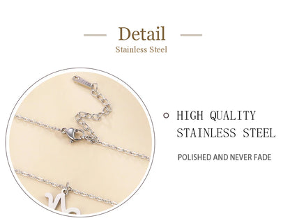 Zodiac Sign Stainless Steel or Gold Plated Pendant Necklace
