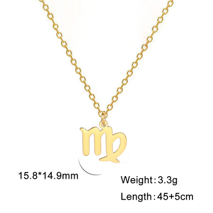 Zodiac Sign Stainless Steel or Gold Plated Pendant Necklace