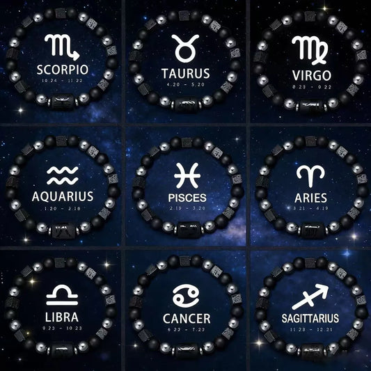 Natural Stone Zodiac Sign Bracelet