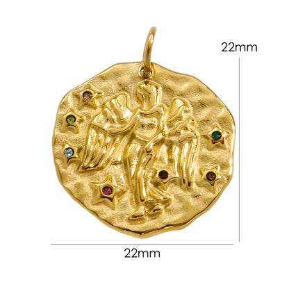 Zodiac Sign Connector Gold Plated Stainless Steel Charms
