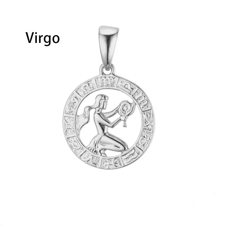 Constellation 585 Rose White Gold Color Zodiac Pendant