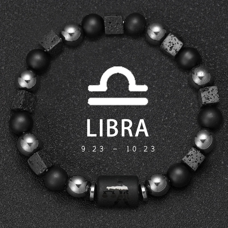 Natural Stone Zodiac Sign Bracelet